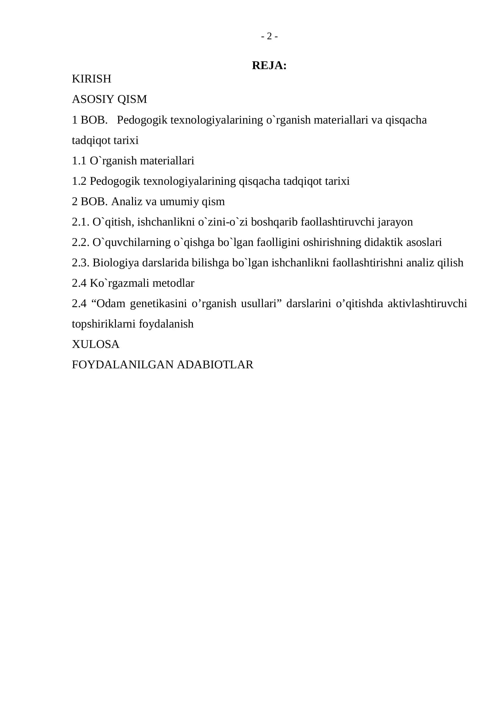 Biologiyani o`qitishda innovatsion texnologiya 2