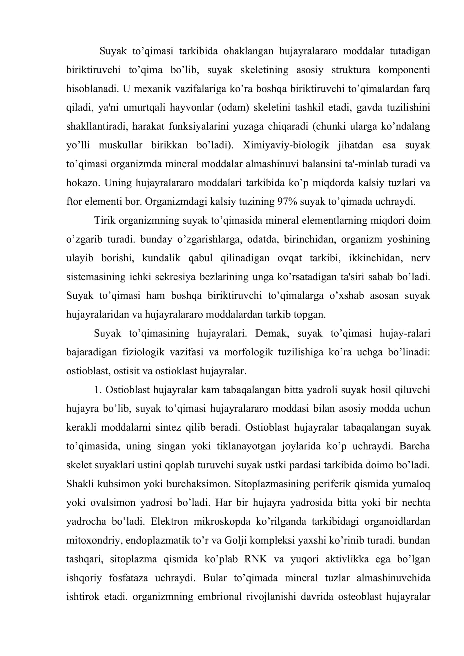 Suyak to’qimasi. Suyak to’qimasini tuzilishi 2