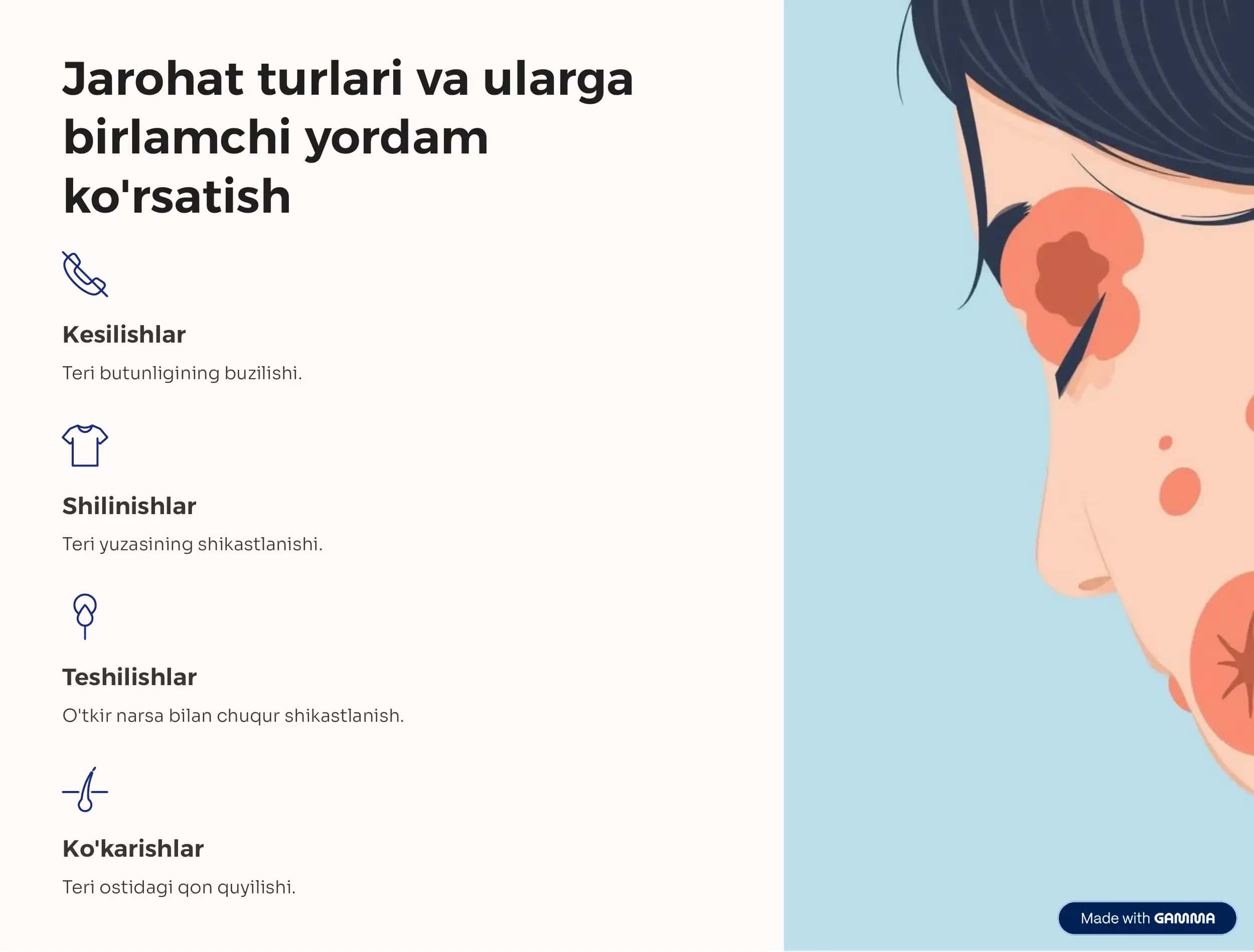 Hayot xavfsizligi.  Birinchi yordam korsatish 2