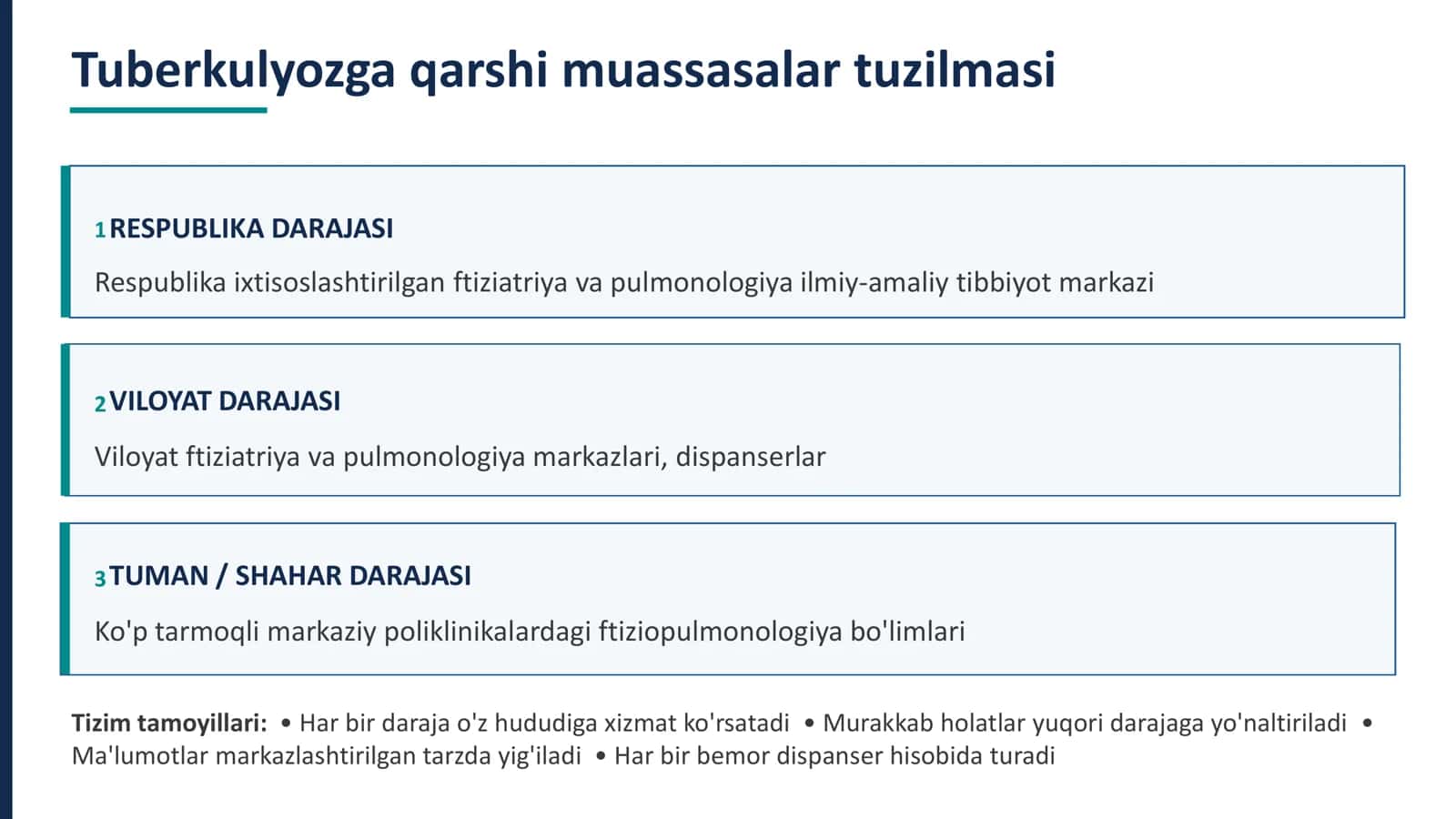 TUBERKULYOZGA QARSHI MUASSASALAR  Tuberkulez infeksiyasi o'chog'idagi epidemiyaga qarshi chora-tadbirlar rejasi. Profilaktika usullari 2