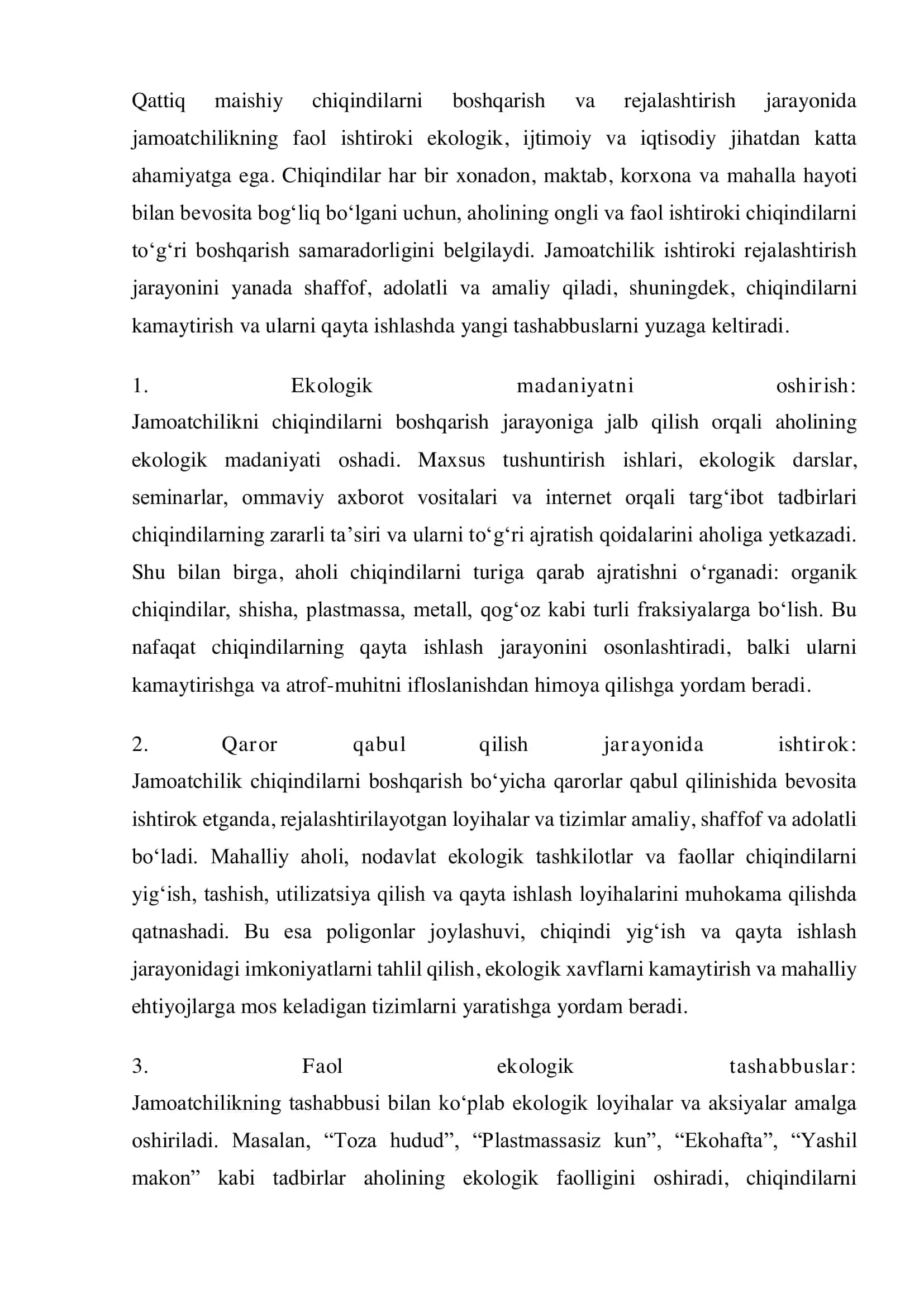 Qattiq Maishiy Chiqindilarni Rejalashtirish 2