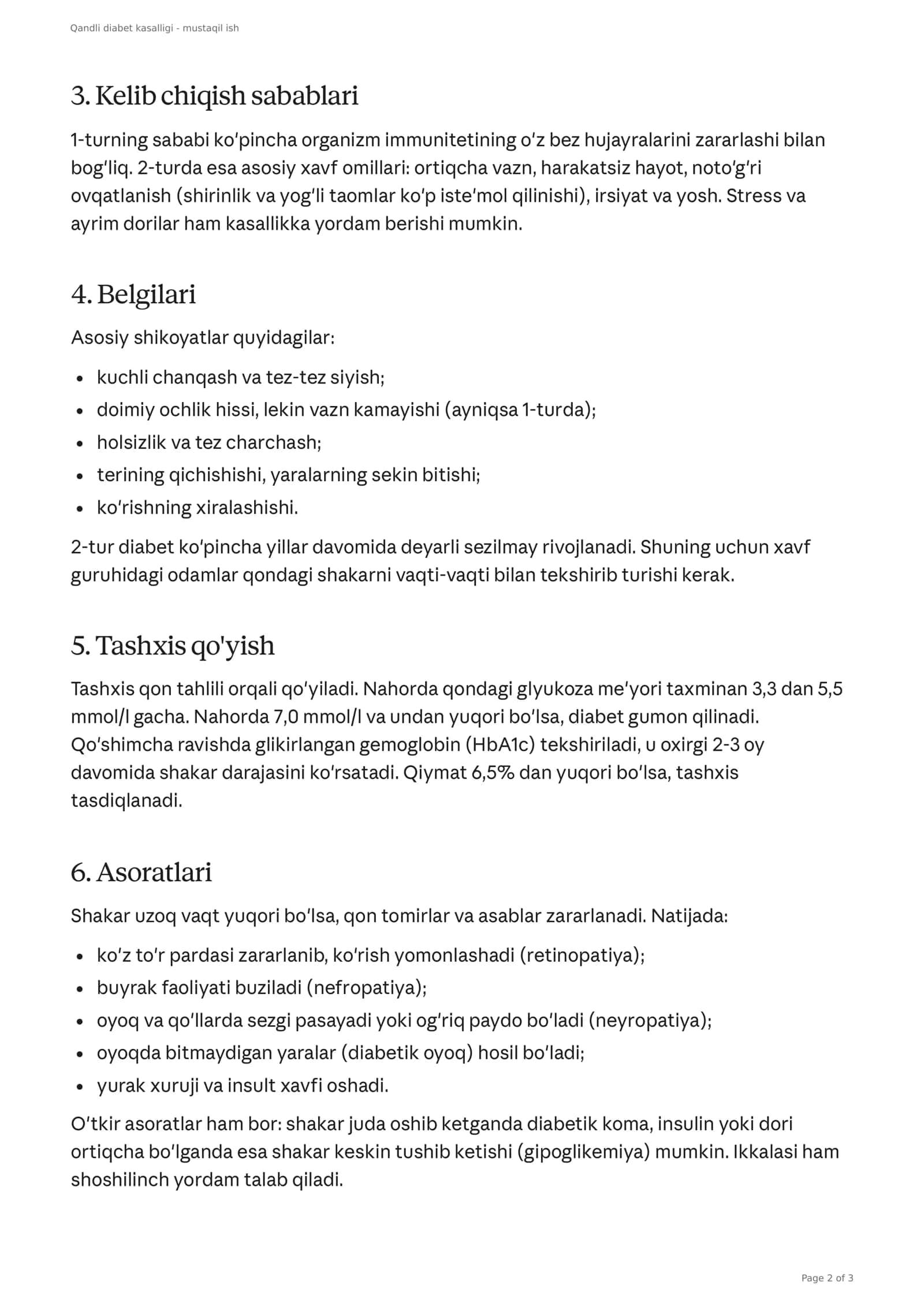 Qandli Diabet Kasalligi 2