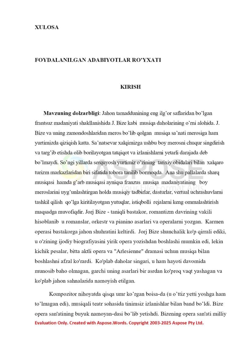 JORJ BIZE. SHUXRAT SARI SAFAR 2