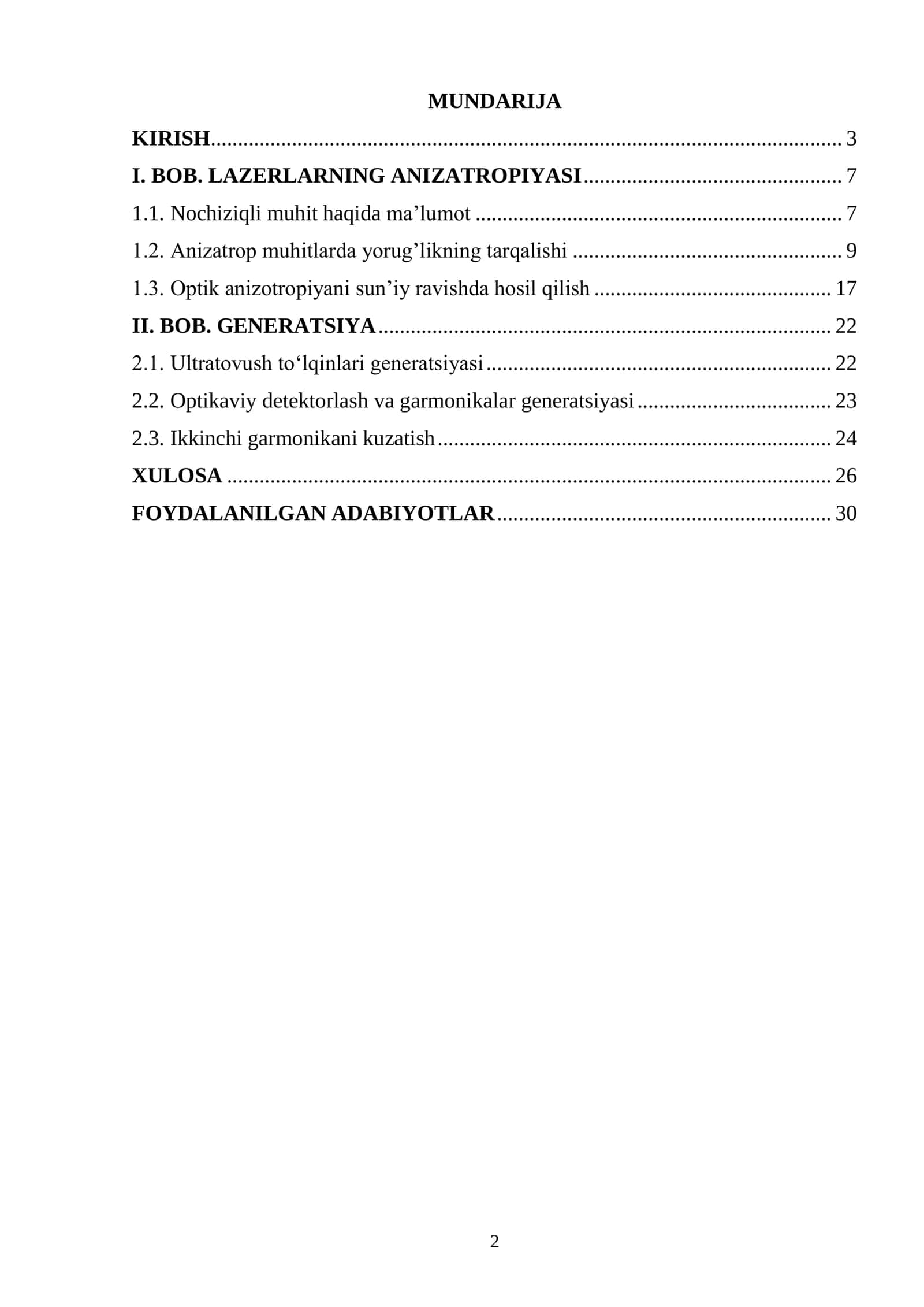 Anizatrop kristallarda ikkinchi garmonika generatsiyasi 2