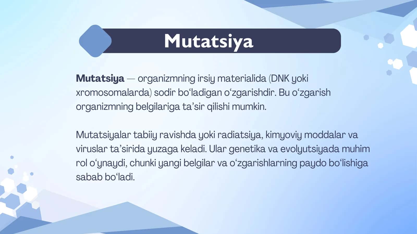 Prezintatsiya. Mavzu: Mutatsiya. 2