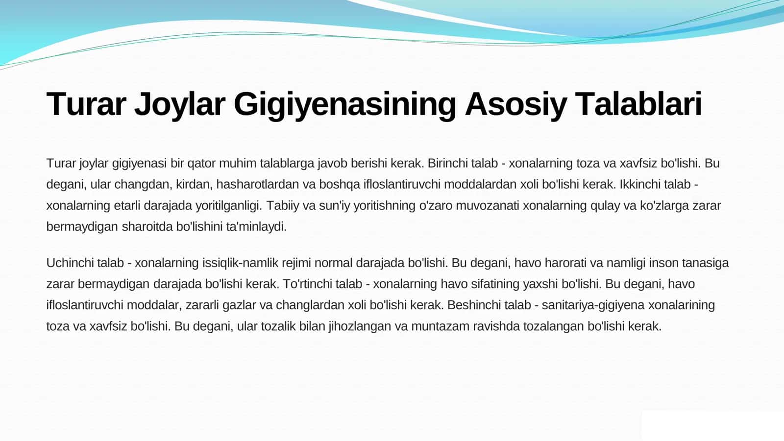 Turar Joylar Gigiyenasi 2