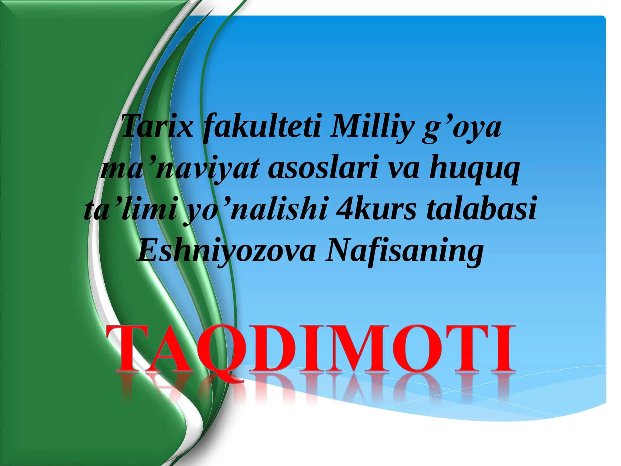 ZAMONAVIY O’ZBEK SHE’RIYATIDA VATANPARVARLIK, MILLIY G’URUR, MILLIY IFTIXOR MASALALARINING YORITILISHI 2