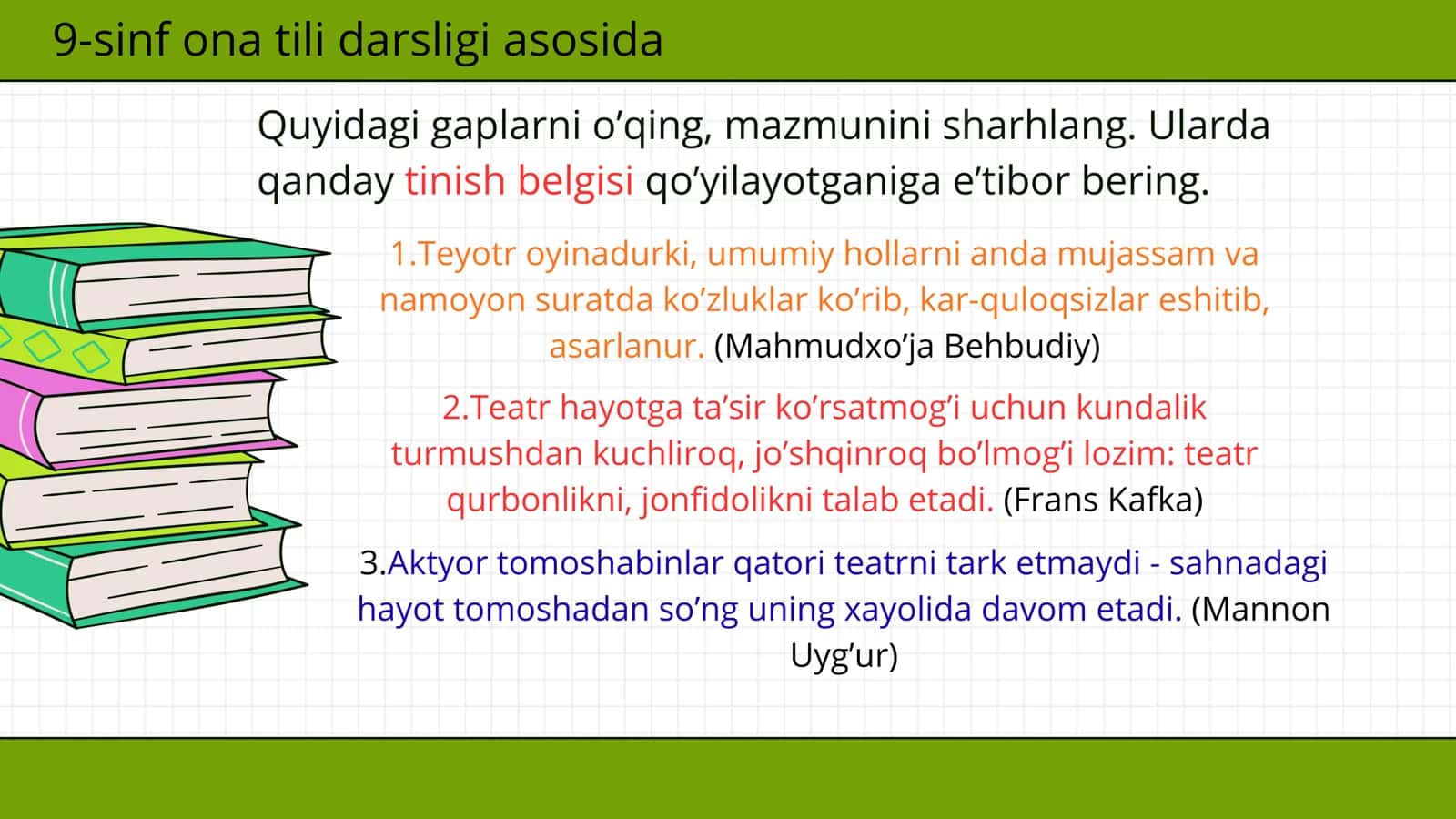 9-sinf ona tili darsligi asosida Qo'shma gaplarda tinish belgilarining qo'llanilishi yuzasidan 2