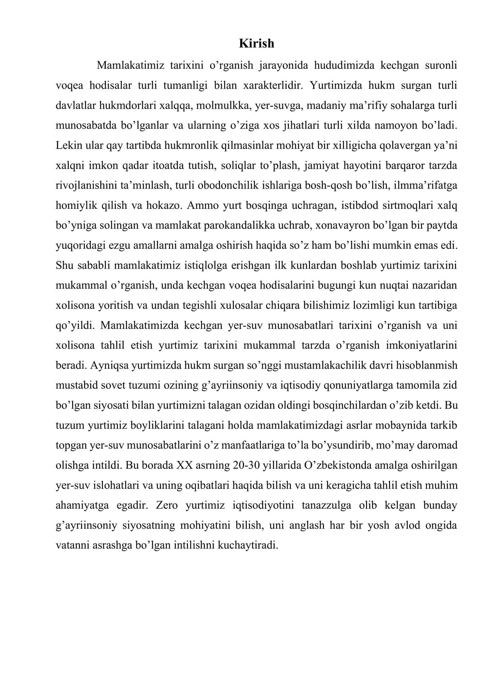 XX asrning 20-30 yillarida O’zbekistonda amalga oshirilgan yer-suv islohatlari va uning oqibatlari 2