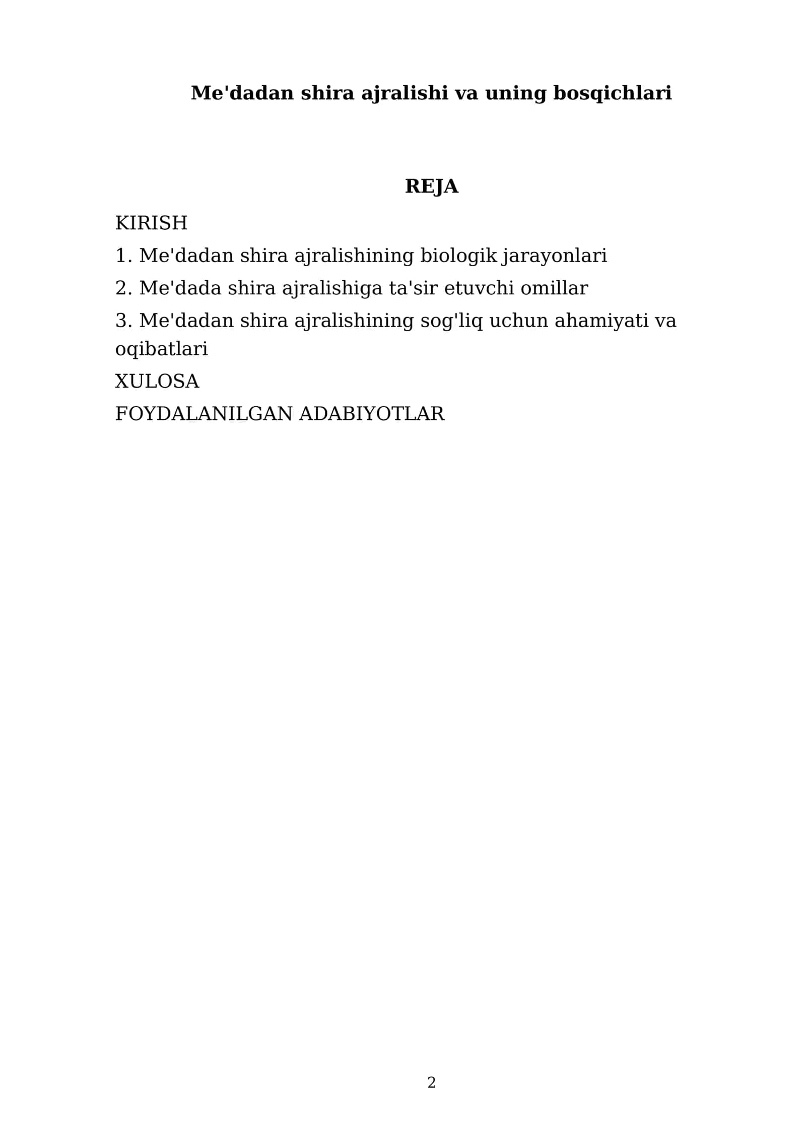 Me'dadan shira ajralishi va uning bosqichlari 2