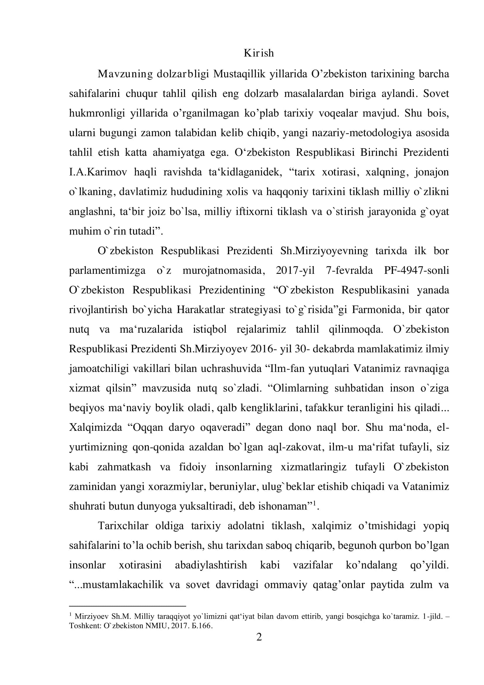 Mustaqillik yillarida O’zbekiston tarixining barcha sahifalarini chuqur tahlil qilish 2