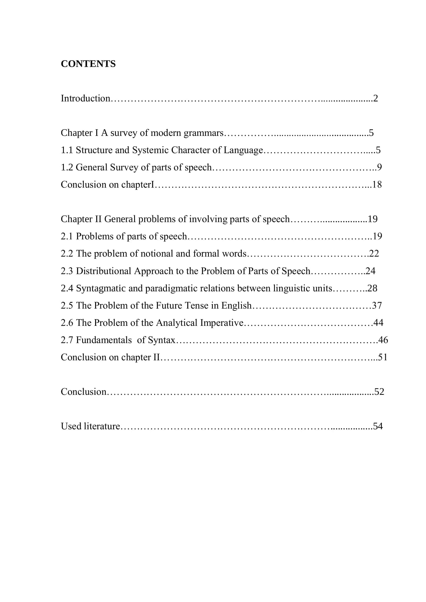 Distributional Approach to the Problem of Parts of Speech 2