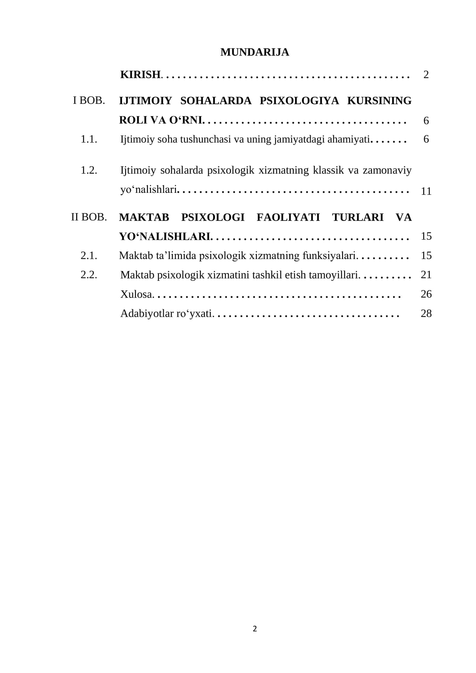 Ijtimoiy sohalarda kursning roli va o‘rni, maktab psixologi faoliyati turlari va yo‘nalishlari 2