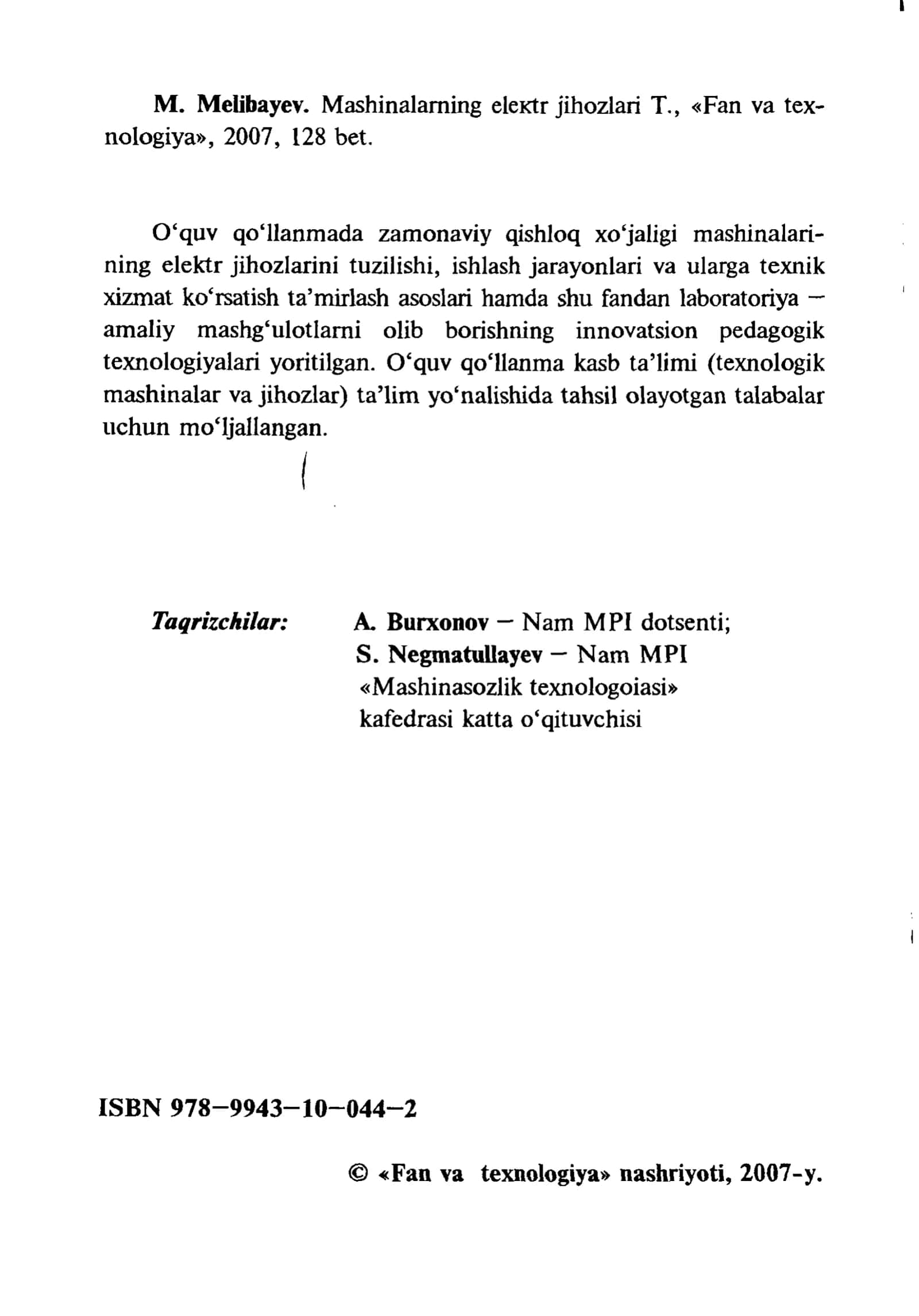 Mashinalarning Elektr Jihozlari 2