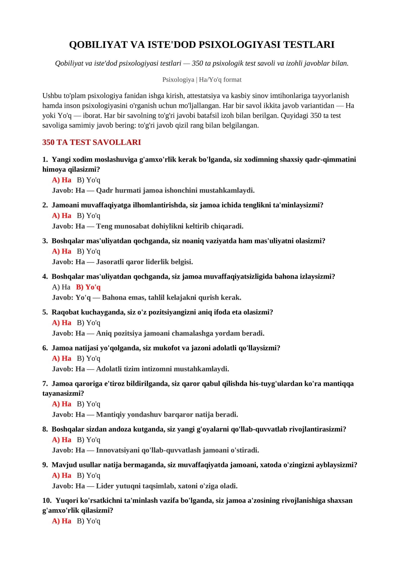 QOBILIYAT VA ISTE'DOD PSIXOLOGIYASI TESTLARI 2