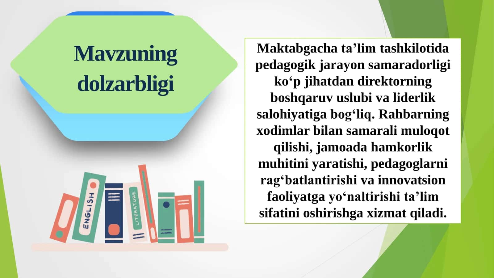 DIREKTORNING LIDERLIK QOBILIYATI VA JAMOANI SAMARALI BOSHQARISH LOYIHA ISHI 2