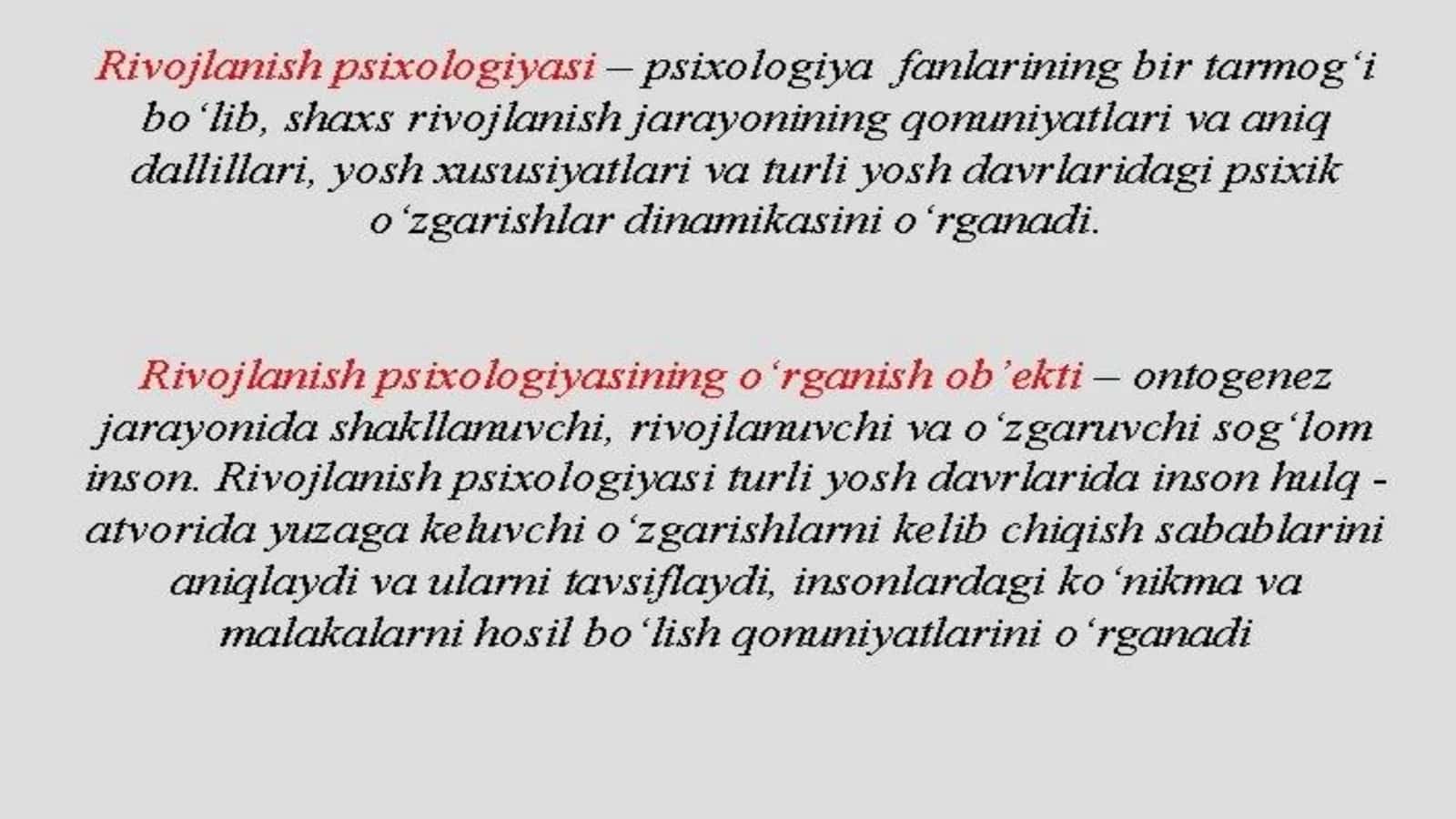 RIVOJLANISH PSIXOLOGIYASIDAN MUSTAQIL ISHI 2