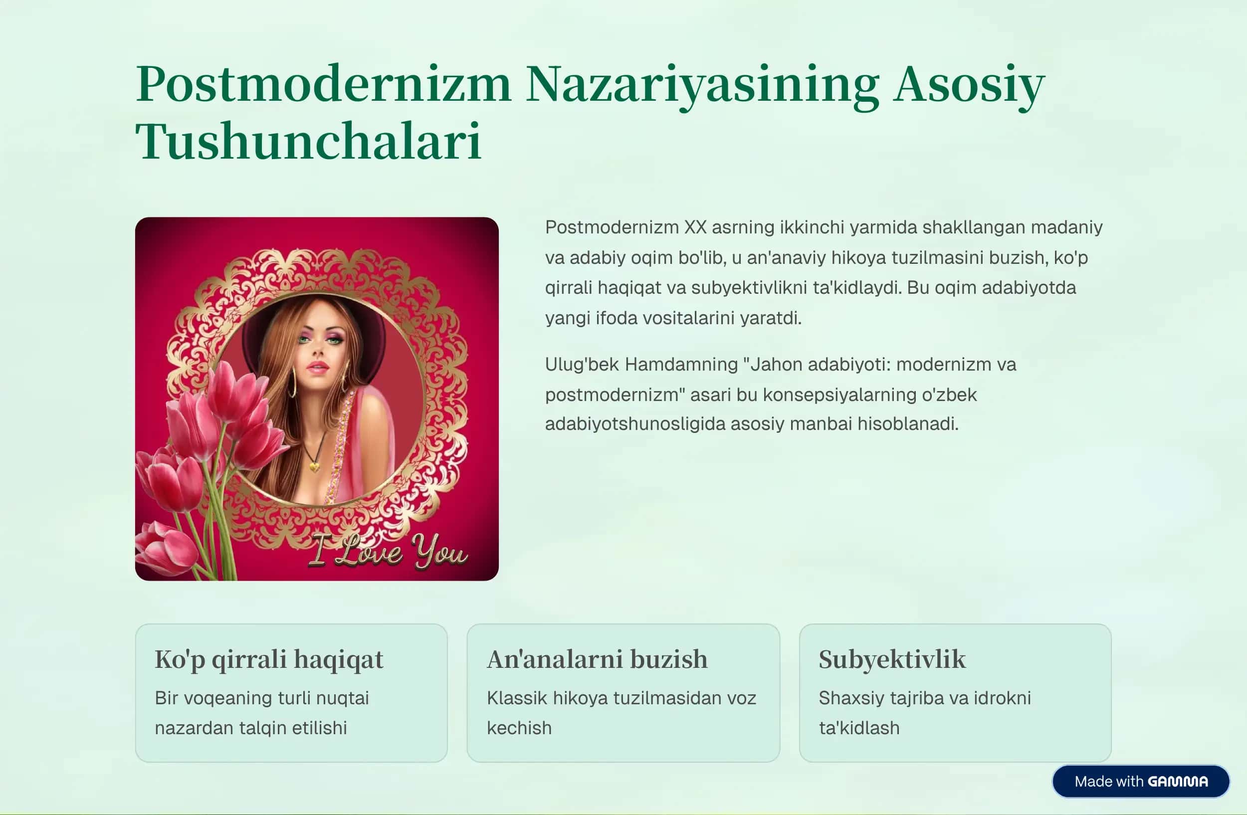 Postmodernizm va O'zbek Adabiyoti 2
