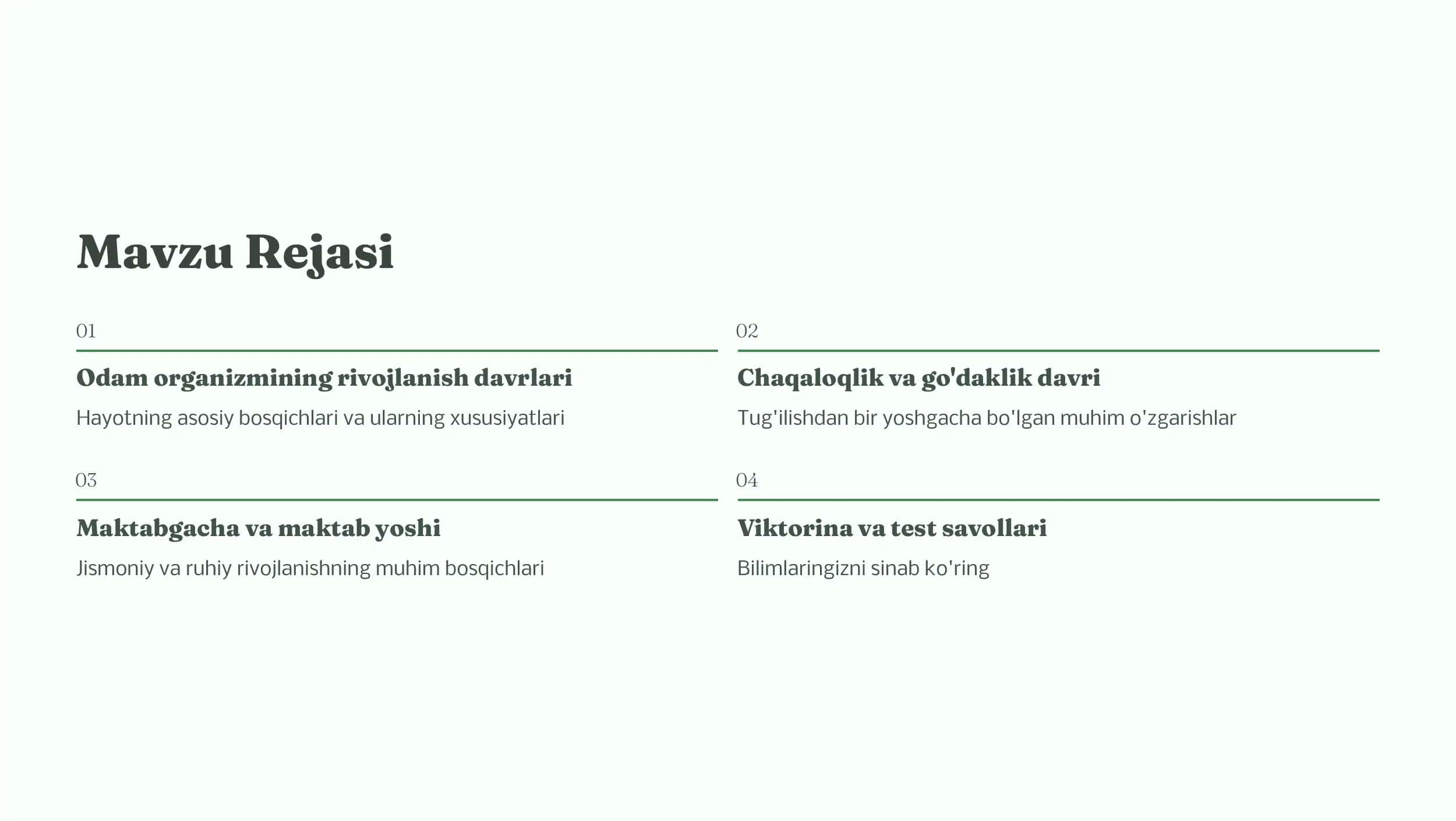 Bolaning O'sish va Rivojlanishi 2