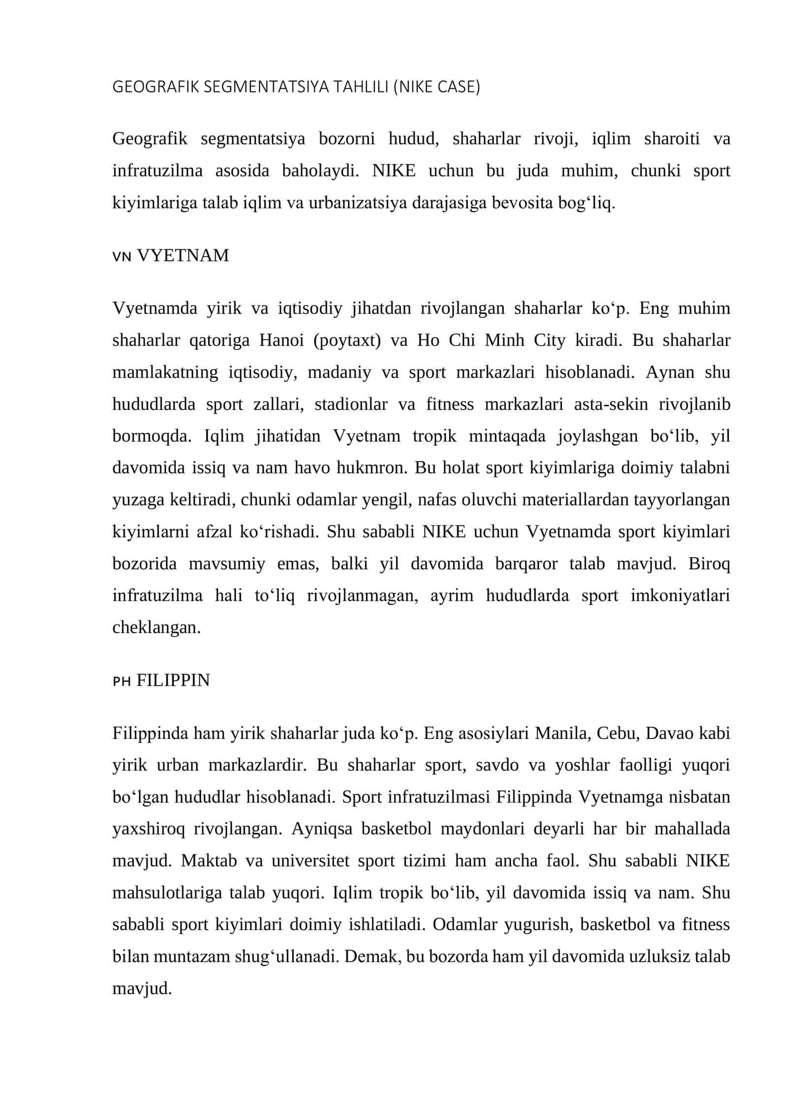 NIKE GLOBAL CASE STUDY 2