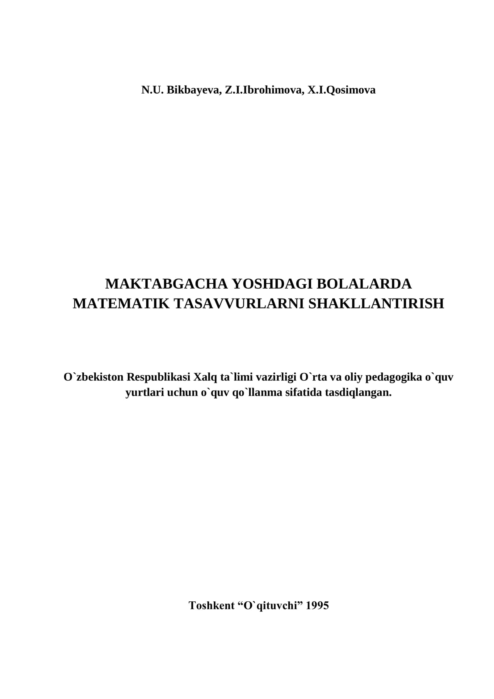 MAKTABGACHA YOSHDAGI BOLALARDA MATEMATIK TASAVVURLARNI SHAKLLANTIRISH 2