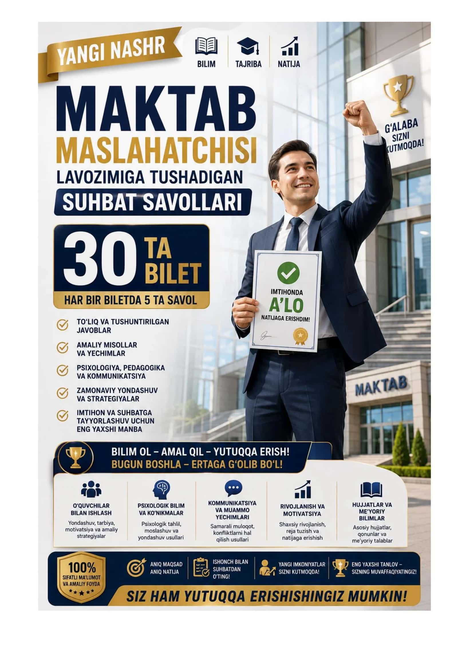 MAKTAB MASLAHATCHISI SAVOLLAR VA JAVOBLAR TO‘PLAMI 2