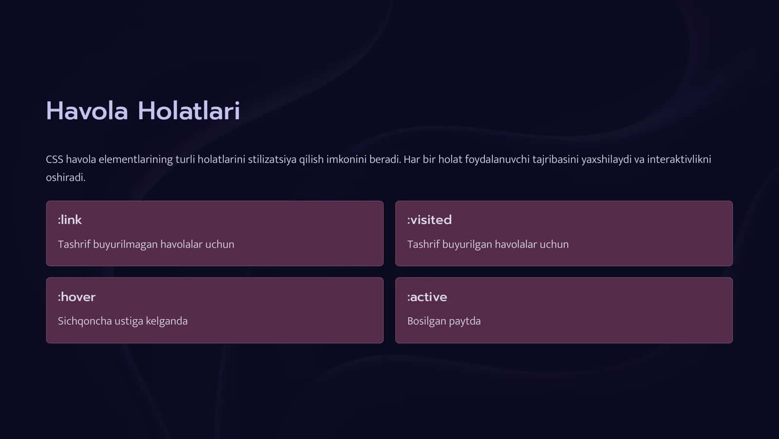 CSSda Havolalar bilan Ishlash 2