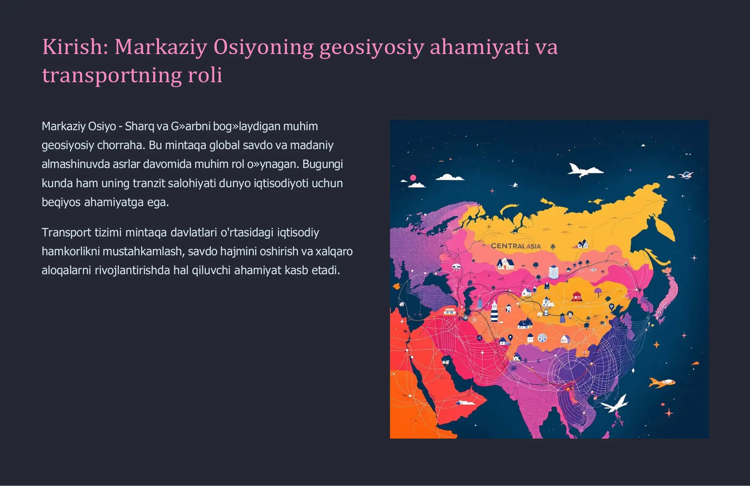 markaziy osiyo davlatlarining transporti 2