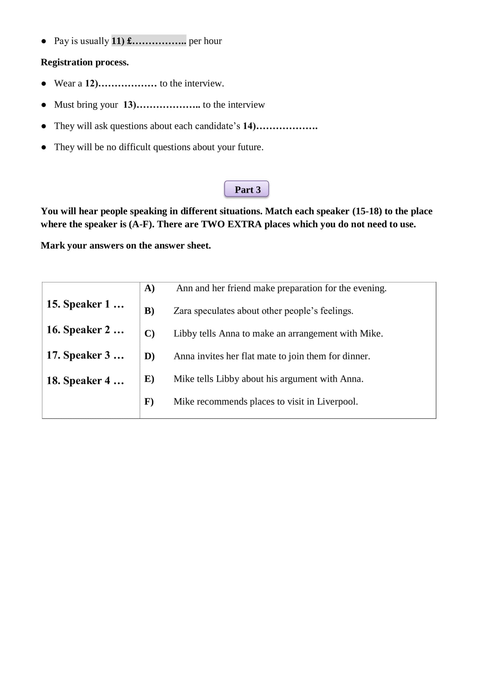 Part 1 Listening Comprehension Questions 2