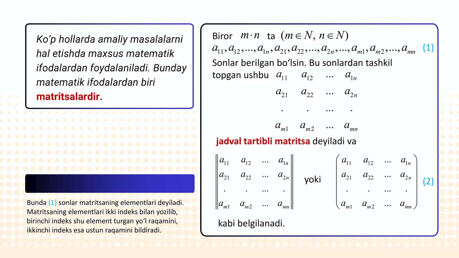 Matritsalar va ular ustida amallar 2