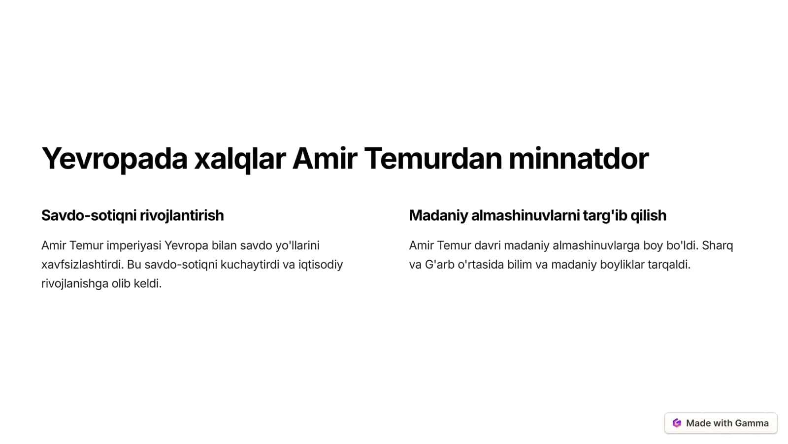 Amir Temur: Jahon tarixidagi o'rni 2