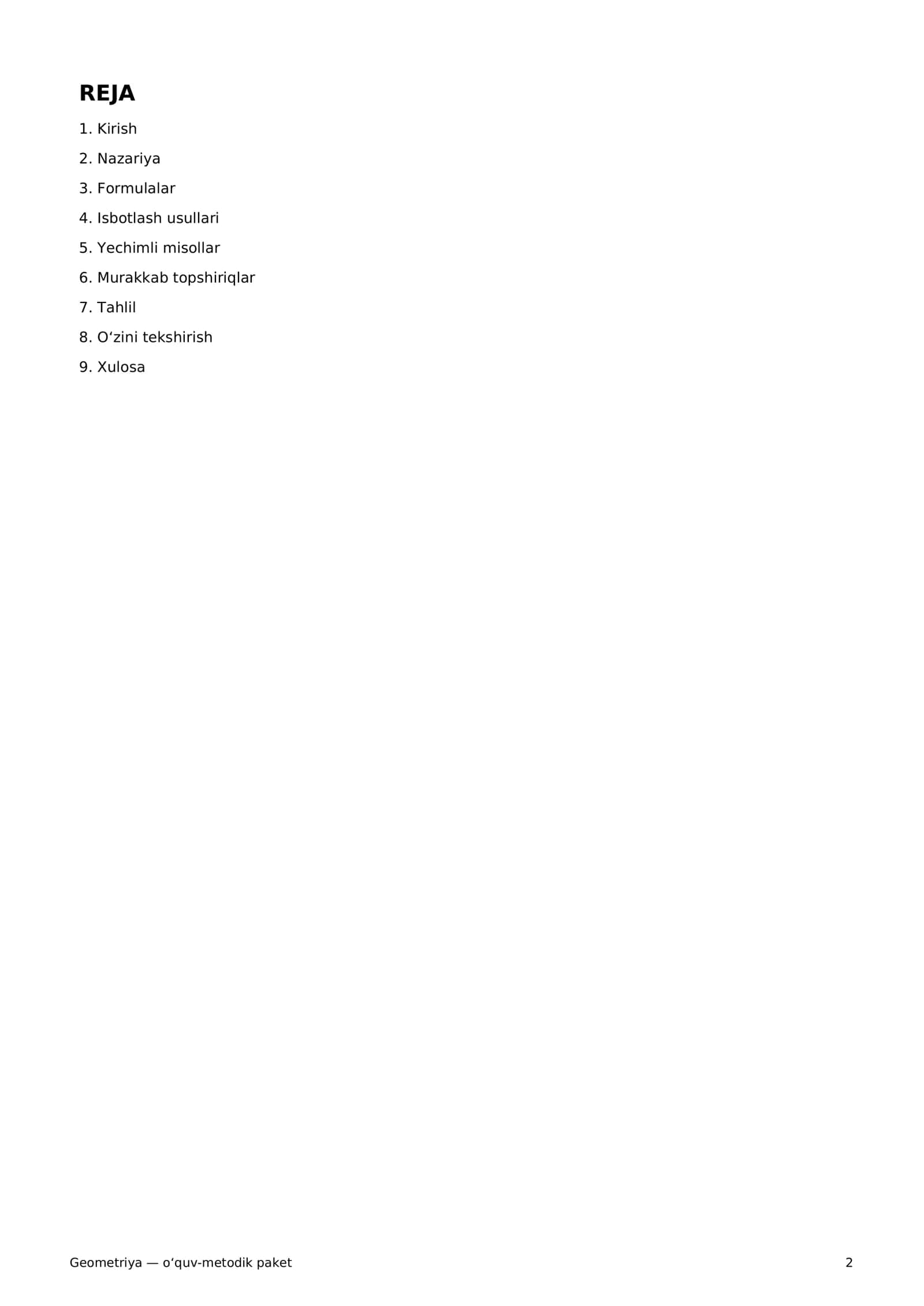 Geometriya — o‘quv-metodik paket 2