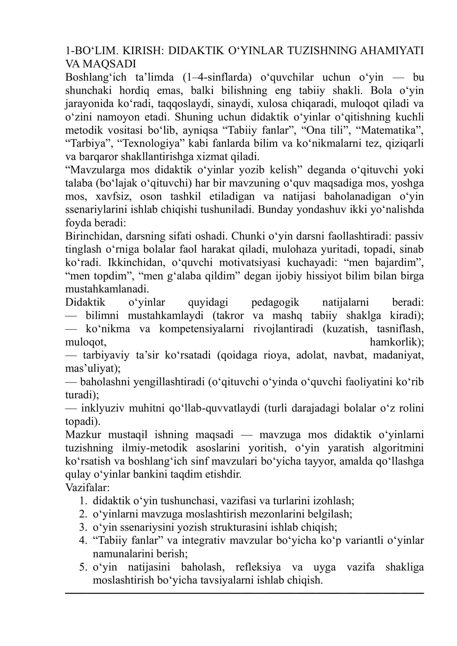 Didaktik o‘yinlar tuzishning ahamiyati va maqsadi 2