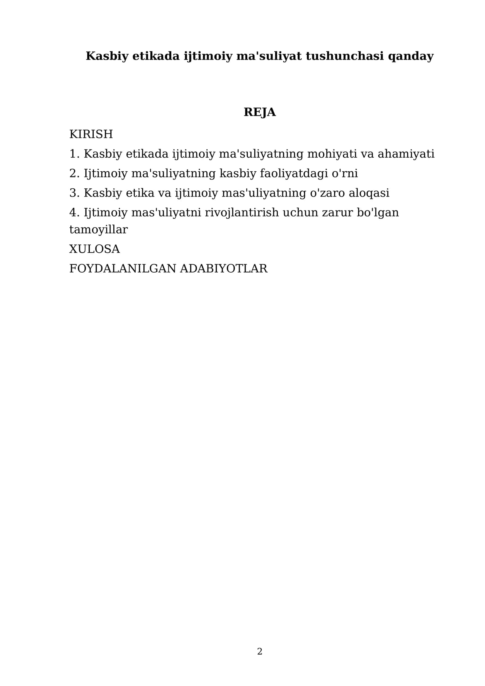 Kasbiy etikada ijtimoiy ma'suliyat tushunchasi qanday 2