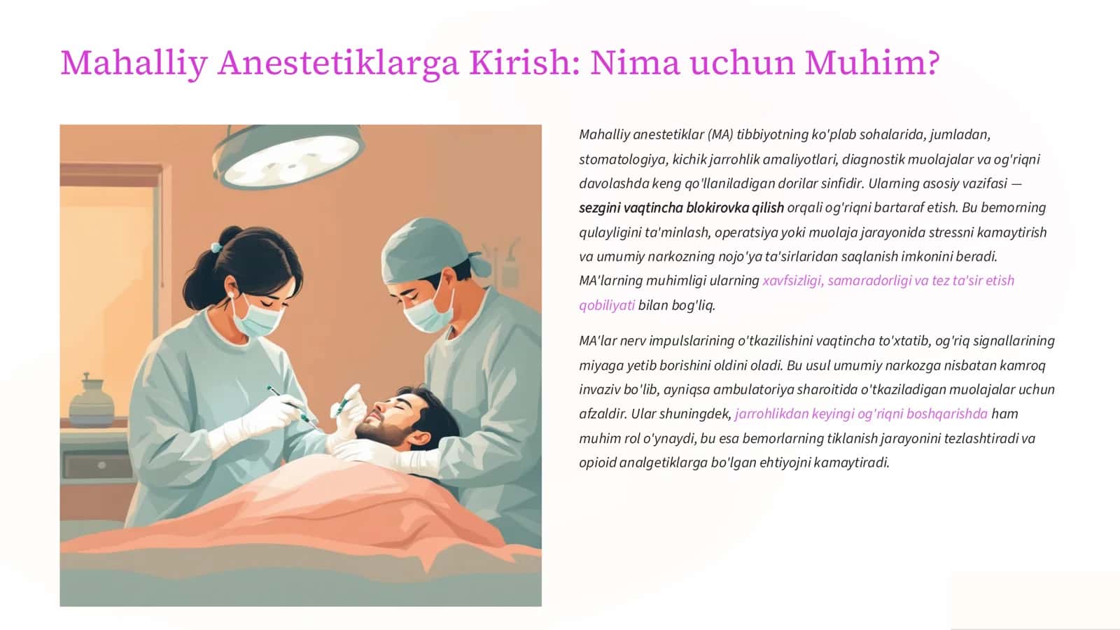 Mahalliy Anestetiklar: Tanlash va Qo'llash Modellari 3