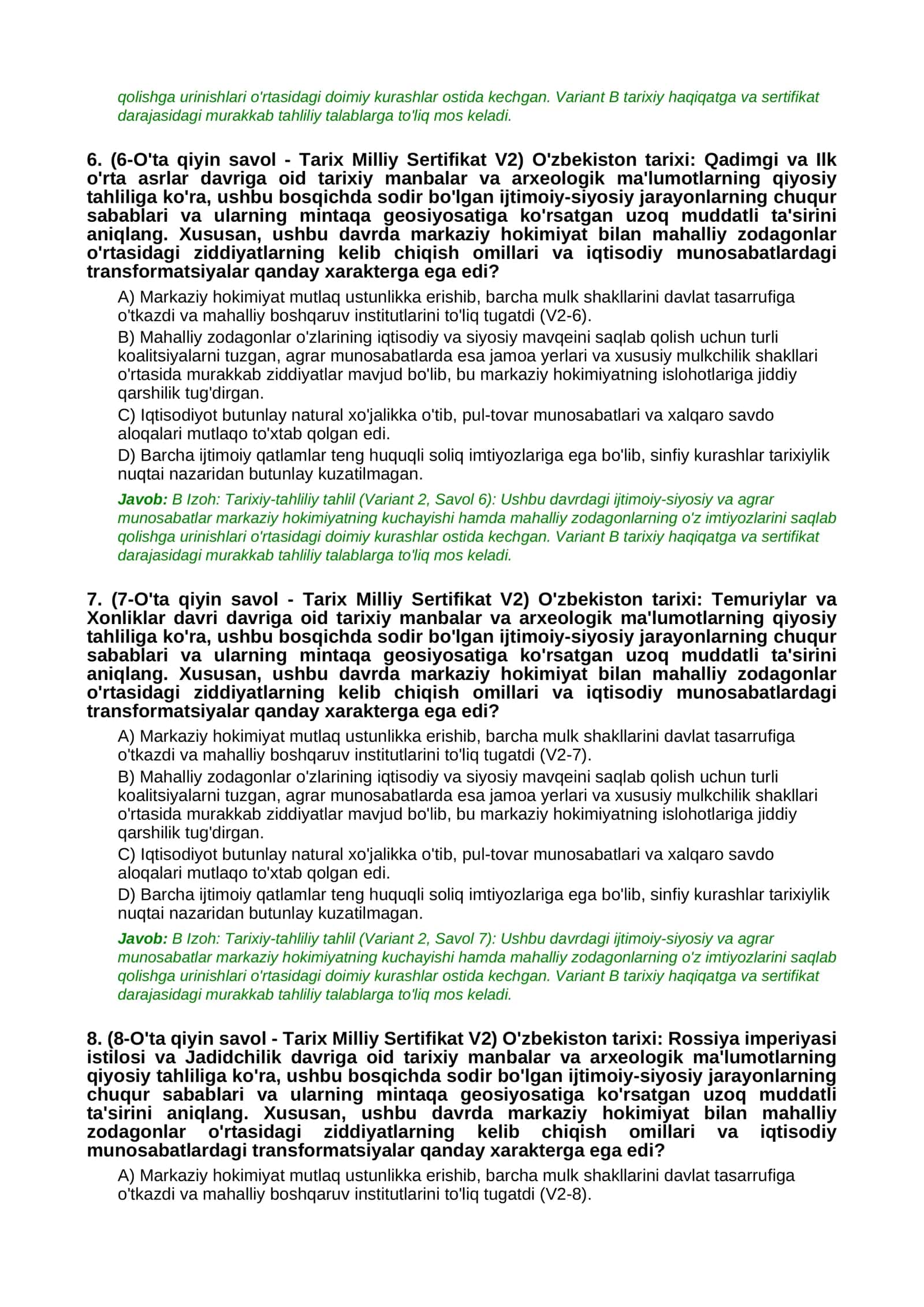 Milliy Sertifikat Testlari O'ta Qiyin / Advanced 3