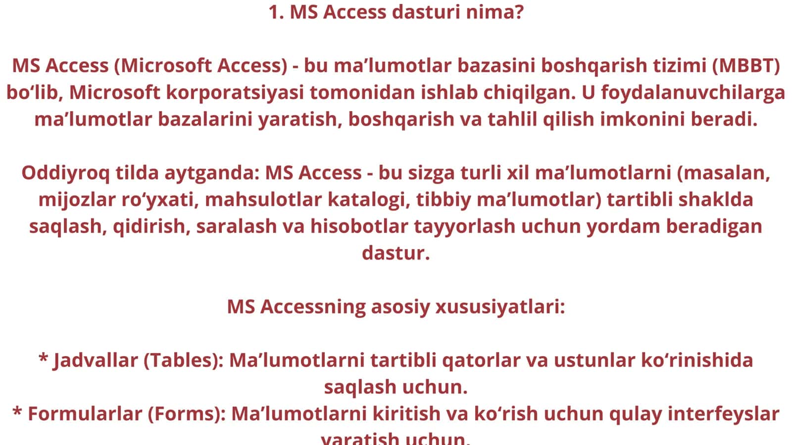 Tibbiyot grafik axborot tizimlari MS Access dasturiy taʼminotidan foydalanish 3