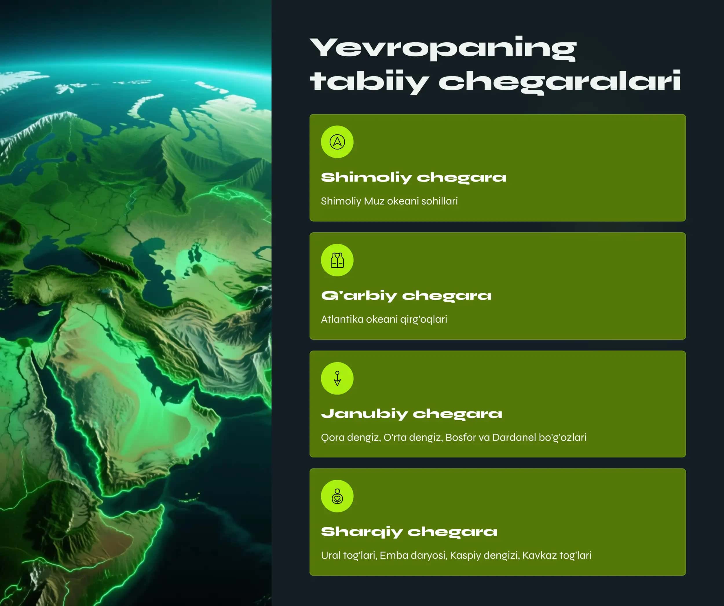 Yevropaning geografik o'rni, chegalarlari va siyosiy xaritasi 3