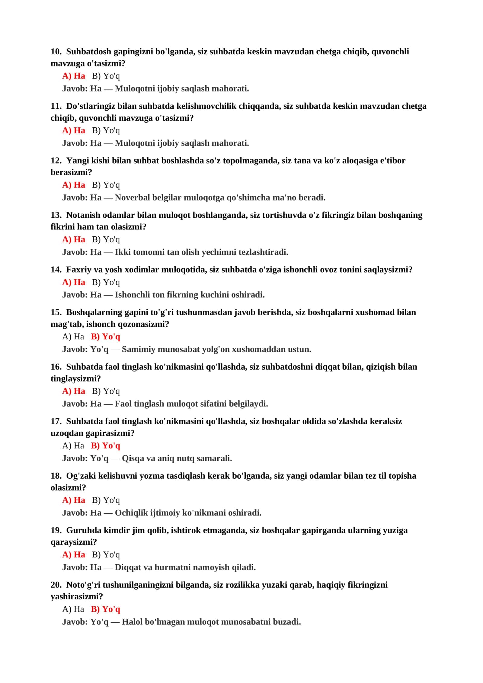 SUHBATDOSHNING EHTIYOJLARINI TUSHUNISH TESTI 3
