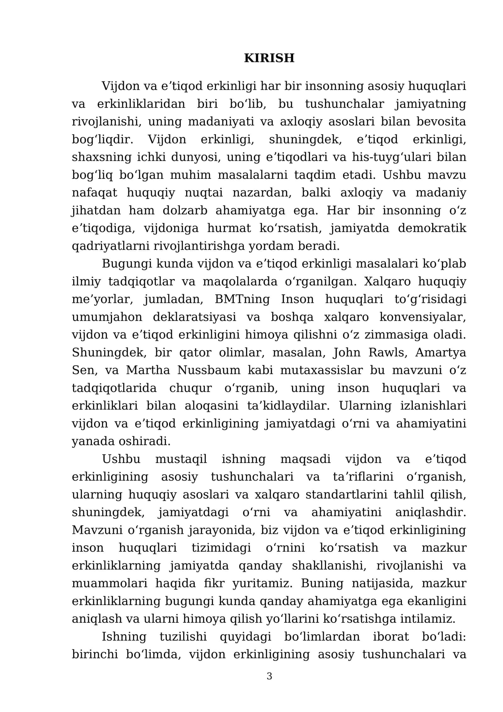Vijdon va eʼtiqod erkinligininig taʼrifi 3
