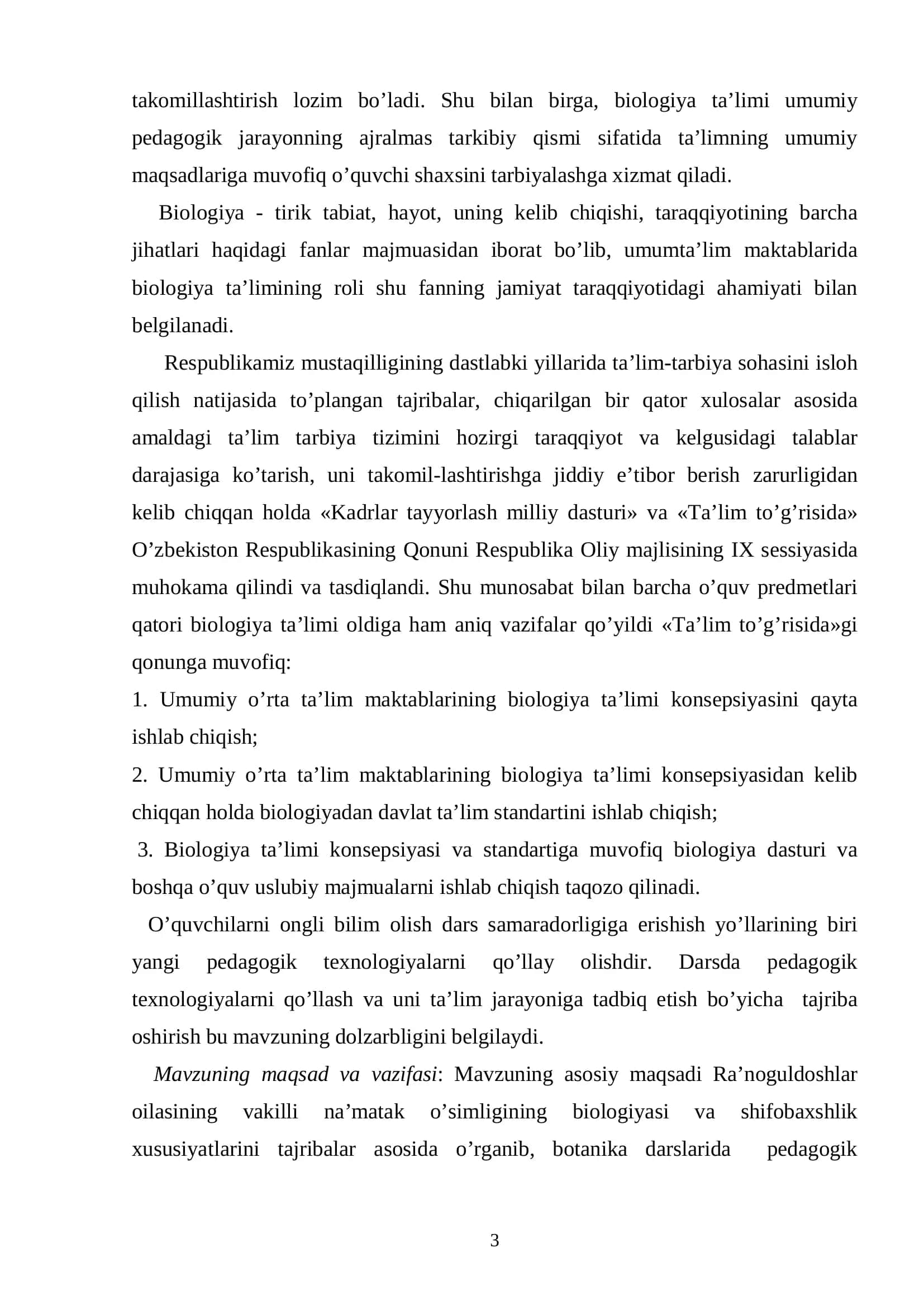 NA’MATAK O’SIMLIGINING BIOLOGIYASI VA ETISHTIRISH TEXNOLOGIYASINI O’RGANISH 3