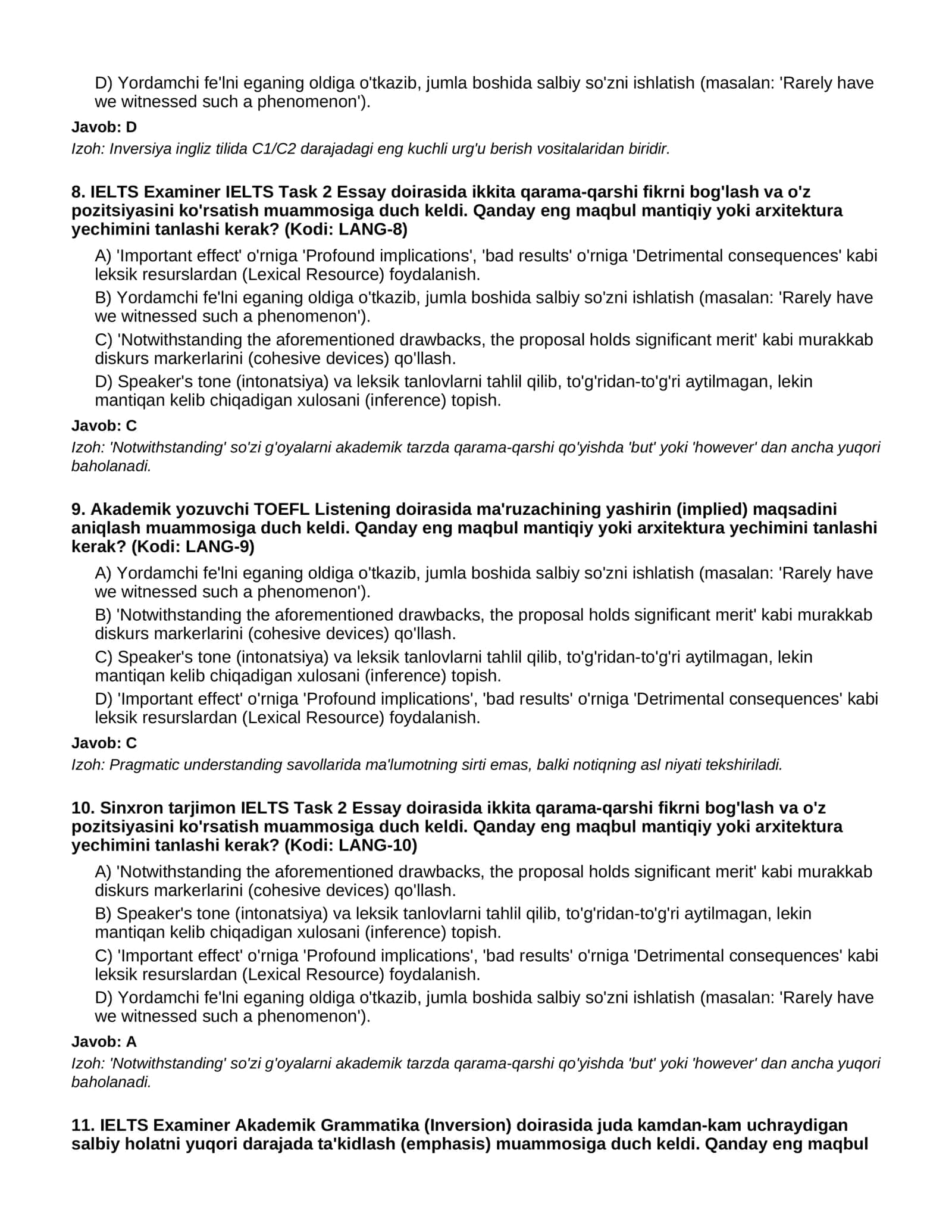 TIL SERTIFIKATLARI - 200 TA QIYIN TESTLAR 3
