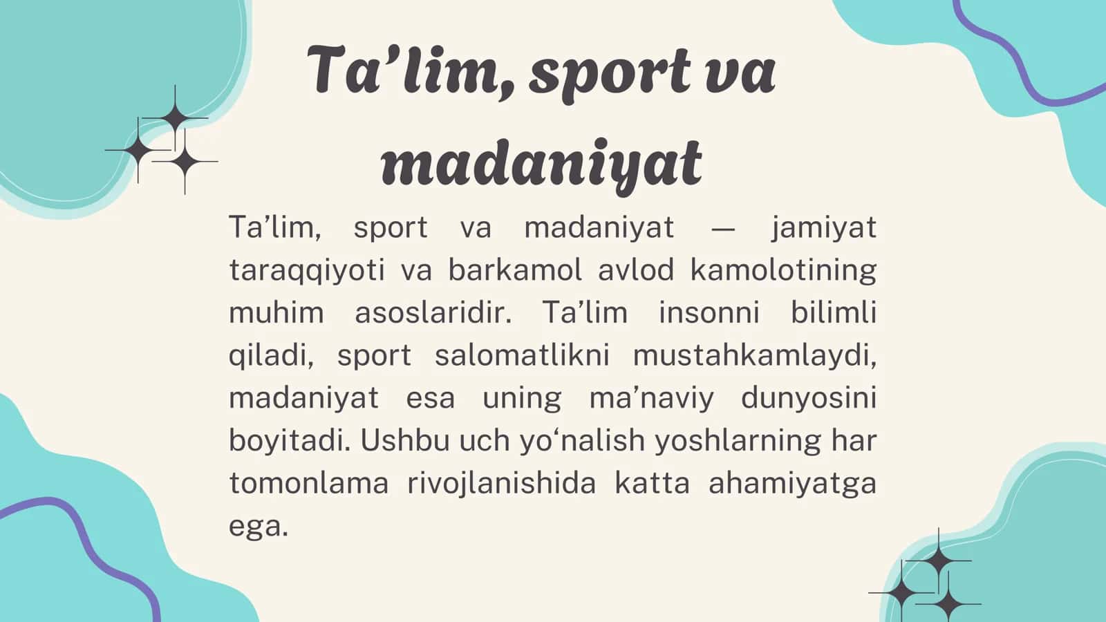 Ta’lim, sport va madaniyat 3