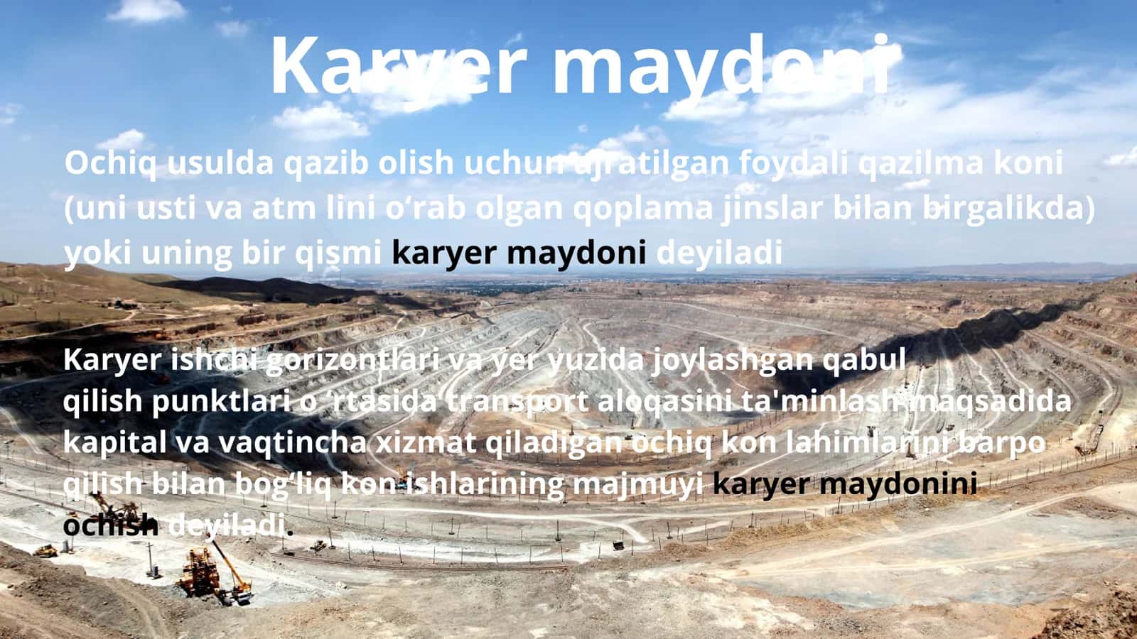 Karyer maydonining ochish usullari 3