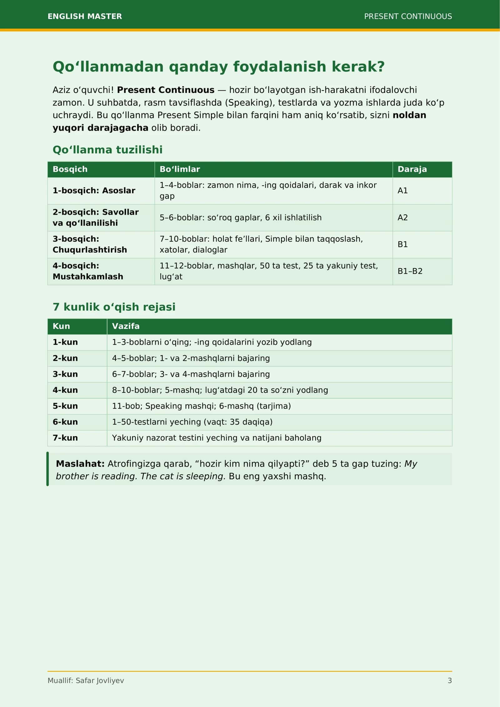 PRESENT CONTINUOUS 3
