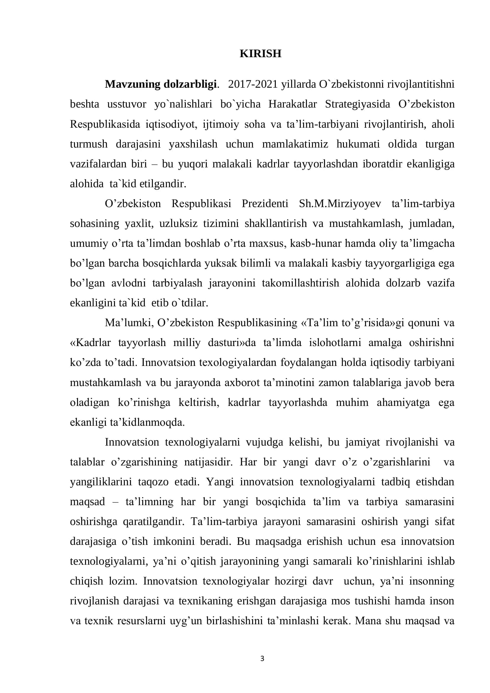 KHKlarida “Baholash va kalkulyatsiya” mavzusini innavatsion ta`lim texnologiyalari asosida o`qitish tamoyillari 3