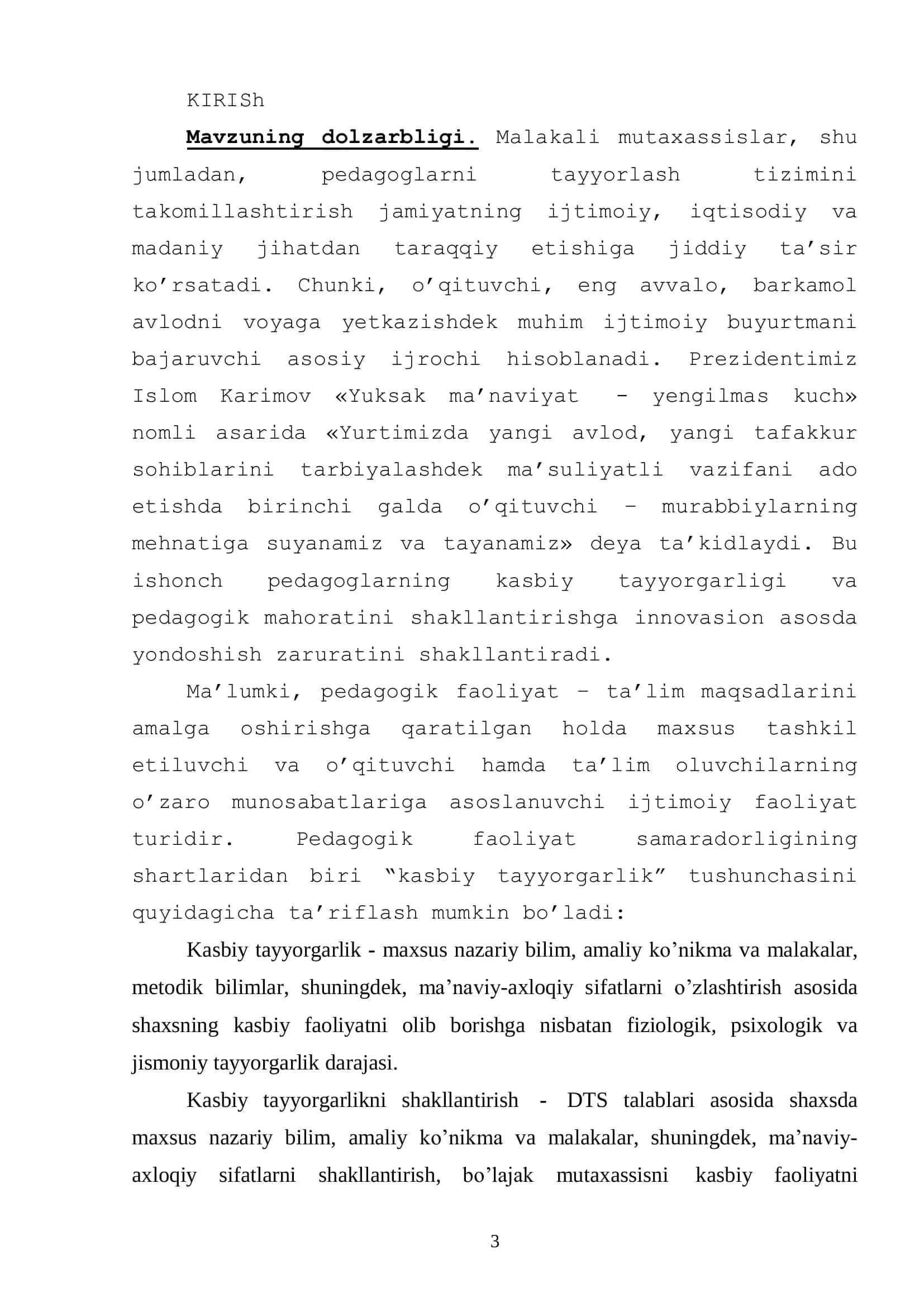 Bo’lajak o’qituvchilarning kasbiy-metodik tayyorgarligini 3
