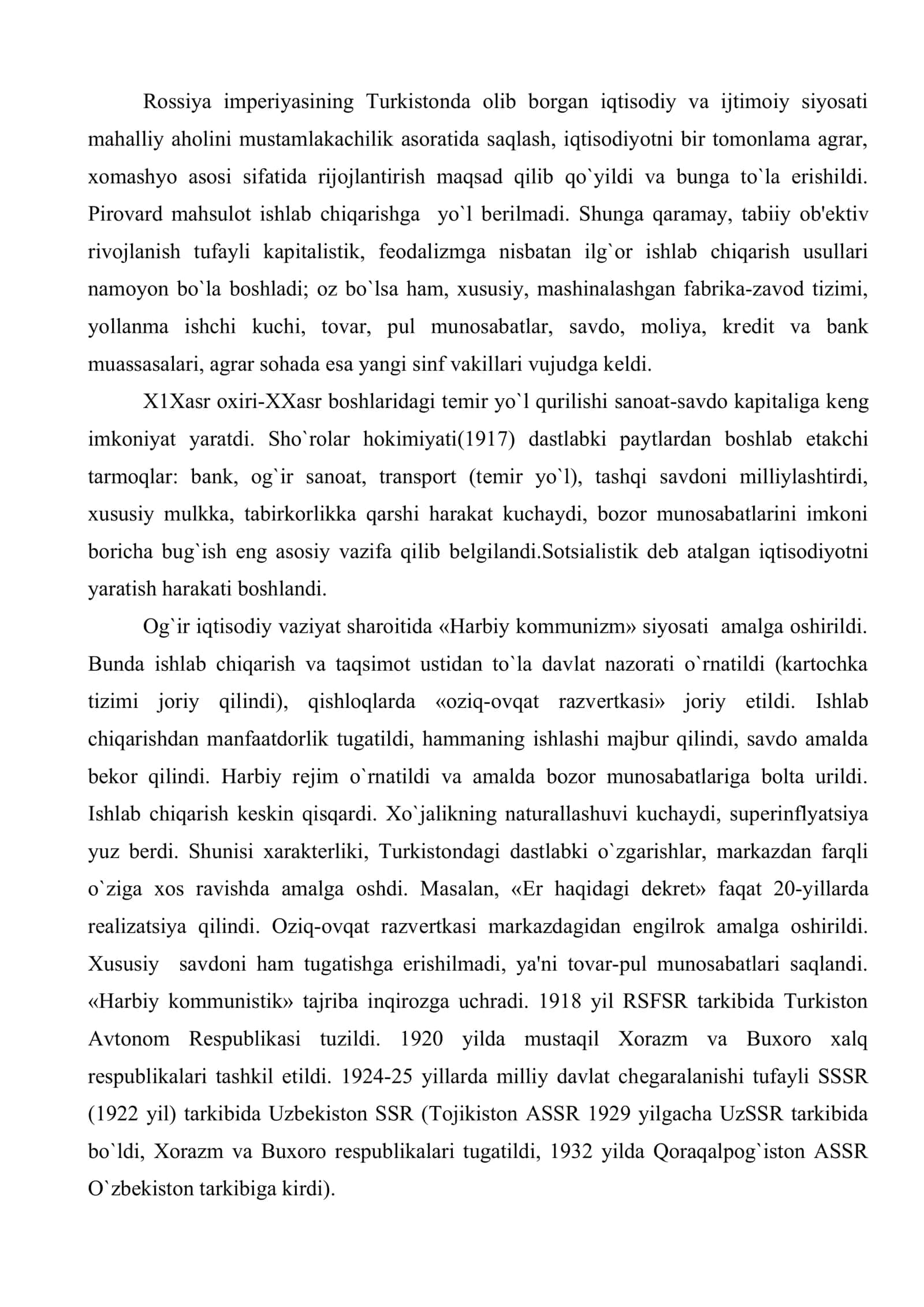 O`zbеkiston Rеspublikasida erkin bozor iqtisodiyotini yaratishning kontsеptsiyalari va uning shakllanish xususiyatlari 3