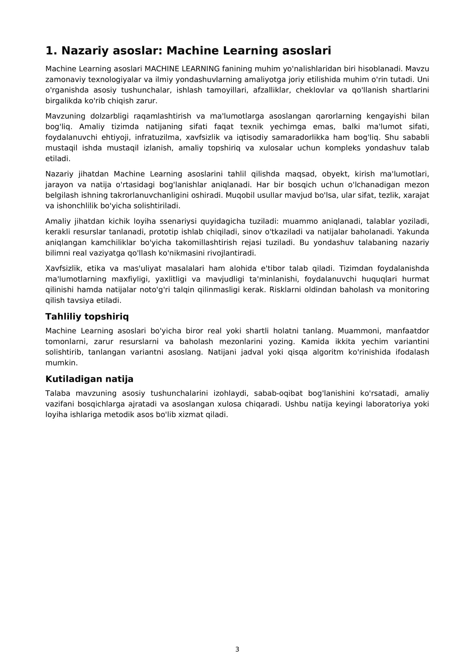 Machine Learning asoslari 3
