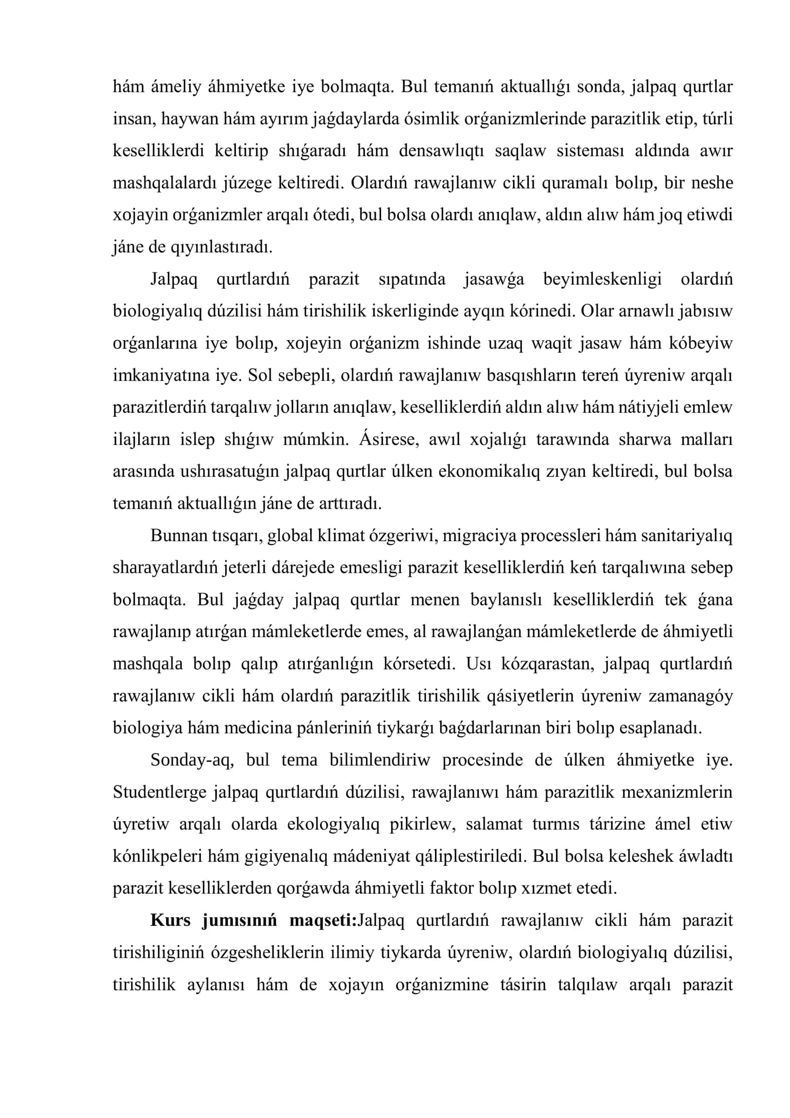 Jalpaq qurtlardıń rawajlanıw cikli hám parazit tirishiligi 3